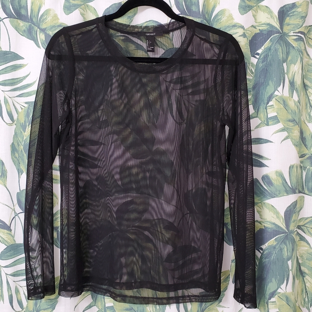 Mesh Forever 21 Long Sleeve Top